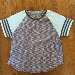 We The Free Multicolor Raglan Tee with Olive Accents